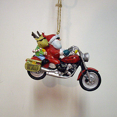 Santa Riding Motorcycle Hilton Head Ornament