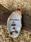 Hand Crafted Light House Oyster Shell ornament