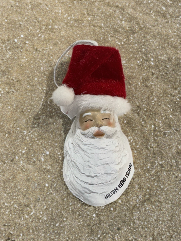 Hilton Head Faux Oyster Shell Santa Ornament
