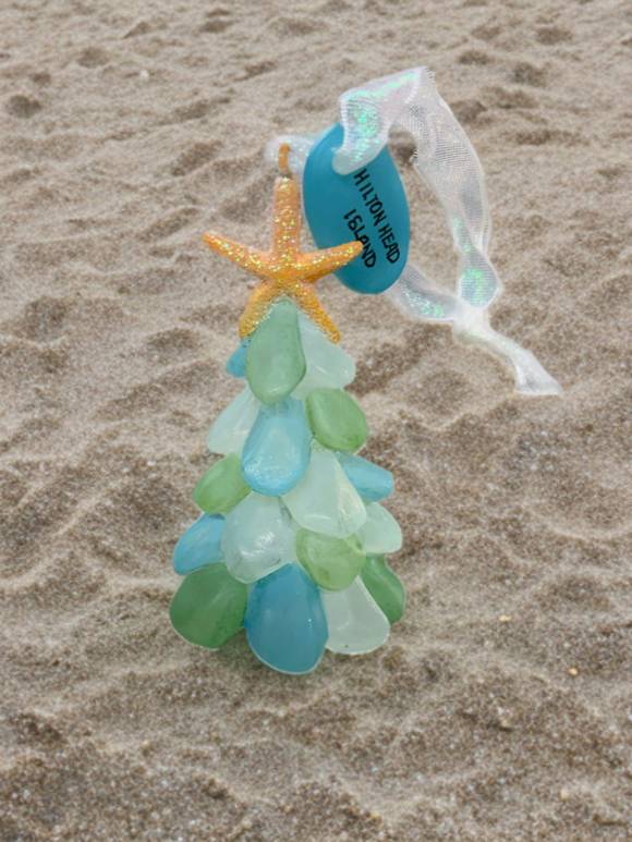 Hilton Head Faux Sea Glass Tree with Tag