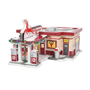 Department 56 Snow Village Reindeer Run Gas Station