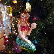 Hand - Blown Glass Mermaid Ornament