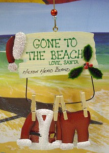 Gone To The Beach Hanging Santa's Clothes Ornament