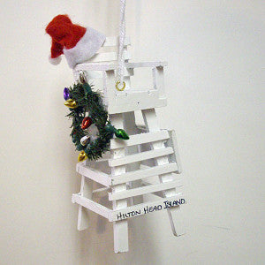 Santa's Hat On Duty Lifeguard Stand Hilton Head Ornament