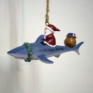 Santa On Shark Hilton Head Ornament