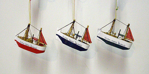 Small Wooden Boat Hilton Head Ornament