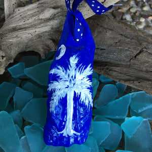 Hand-painted South Carolina Palm and Moon Oyster Ornament