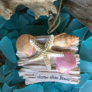 Driftwood Sign with Shells Ornament