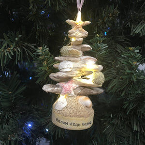 Faux Light Up Driftwood Tree with Shells
