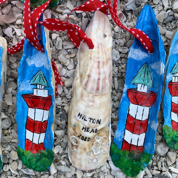 Hand - painted Local Lighthouse Oyster Ornament