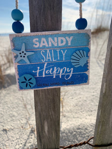 Hilton Head Sandy Salty Happy Sign Ornament