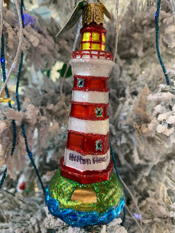Hilton Head Glass Lighthouse Ornament