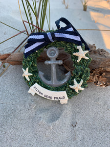 Hilton Head Anchor in Wreath Ornament